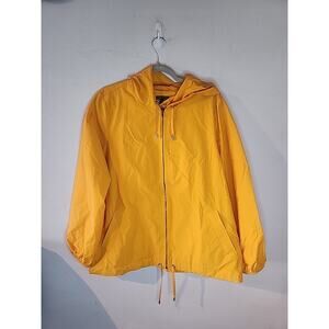 Eileen Fisher Womens Size XL Full Zip Rain Jacket Yellow Hooded Outdoors